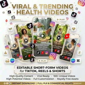 MRR Health and Well-being Videos Bundle, Faceless Marketing Instagram Reels PLR Video