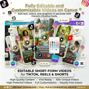 MRR Health and Well-being Videos Bundle, Faceless Marketing Instagram Reels PLR Video