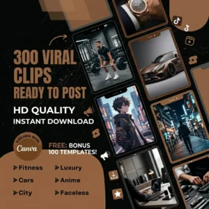 Male Fitness Reels: 600+ Digital Bundle — MRR | PLR — Faceless Gym Video Pack for TikTok, Reels, Shorts, and All Social Platforms