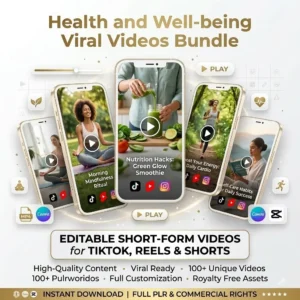 MRR Health and Well-being Videos Bundle, Faceless Marketing Instagram Reels PLR Video