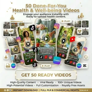 MRR Health and Well-being Videos Bundle, Faceless Marketing Instagram Reels PLR Video