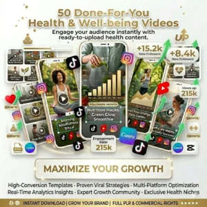 MRR Health and Well-being Videos Bundle, Faceless Marketing Instagram Reels PLR Video